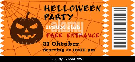 Biglietto per la festa di Halloween. Modello scheda invito evento Illustrazione Vettoriale