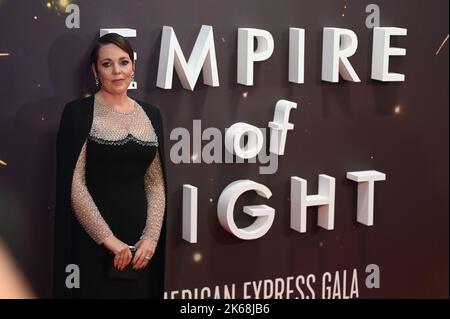 Olivia Colman arriva all'Empire of Light - UK Premiere - BFI London Film Festival il 12 ottobre 2022, Inghilterra, Londra, Regno Unito. Foto Stock