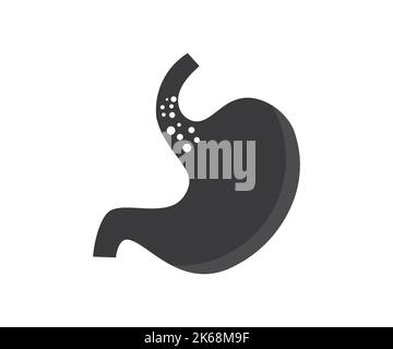 Logo di organi del corpo umano (anatomia dello stomaco). Stomaco umano isolato su sfondo bianco disegno vettoriale ed illustrazione. Illustrazione Vettoriale