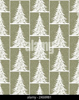 Ornamento vettoriale senza cuciture - cute christmas Trees modello, carta da parati, carta da imballaggio, tessuto texture, regalo, decorazione di nuovo anno Illustrazione Vettoriale