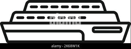 Traghetto fiume icona contorno vettore. Nave dell'acqua. Vaporetto di mare Illustrazione Vettoriale