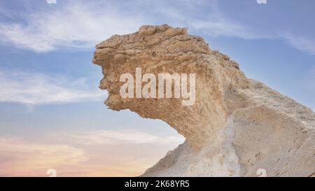 Zekreet ,Qatar- Dicembre 12,2021 : i rokcs calcarei a forma di funghi nel deserto zekreet. Foto Stock