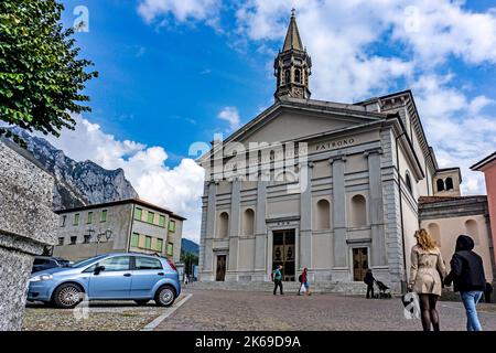 La Basilica di San Nicolò, Lecco, Italia. Dedicato a San Nicola, il Santo Patrono di Lecco. Foto Stock