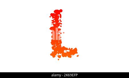 Arancione - rosso cartoon colore blots stile alfabeto, lettera L, isolato - oggetto 3D illustrazione Foto Stock