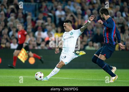 Barcellona, Spagna, 12, ottobre 2022. Spagna-Football-Champions League FC Barcelona / Inter Milan. (10) Lautaro Martínez. Credit: Joan G/Alamy Live News Foto Stock