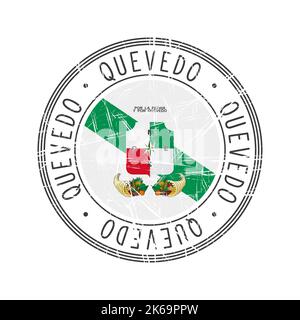 Quevedo città, Ecuador timbro di gomma vettoriale su sfondo bianco Illustrazione Vettoriale