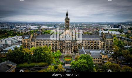 Glasgow University dall'alto - vista aerea Foto Stock