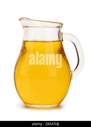 olio vegetale di girasole, olive e mais in un vasetto di vetro Foto Stock