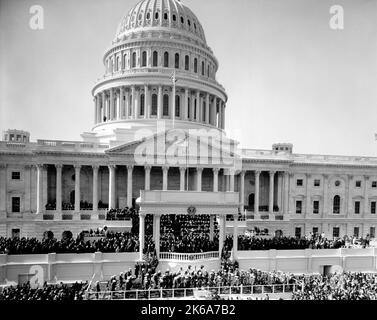 20 gennaio 1961 - cerimonia di inaugurazione del Presidente John F. Kennedy. Foto Stock