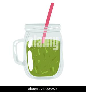 Set colorato di frullati. Superalimenti e salute o disintossicazione dieta alimentare concetto in stile disegno a mano Illustrazione Vettoriale