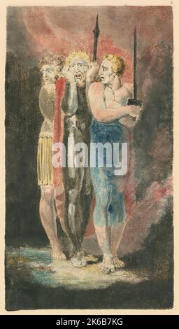 William Blake - gli accusatori di furti, adulterio, omicidio (guerra), c.. incisione stampata a colori in 1794/1796 Foto Stock