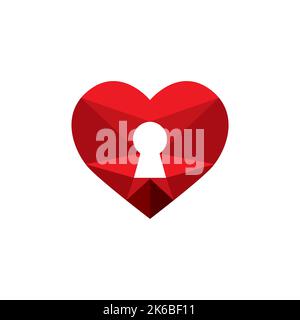 Open Hearth Vector Design moderno, logo a cuore chiave Illustrazione Vettoriale