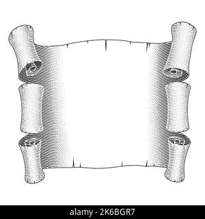 Illustrazione di Scricchboard inciso Banner arricciato grande isolato su uno sfondo bianco Illustrazione Vettoriale