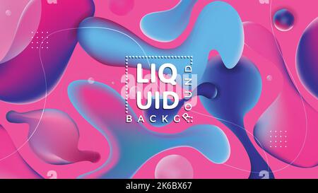 Sfondo gradiente vettoriale stile Liquid 3D. Design colorato con motivo a forma d'onda a mesh liquida. Illustrazione Vettoriale