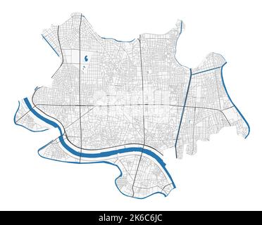 Mappa di Adachi. Mappa dettagliata dell'area amministrativa della città di Adachi. Panorama urbano. Illustrazione vettoriale senza royalty. Mappa stradale con autostrade, fiumi. Illustrazione Vettoriale