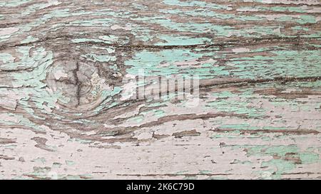 Struttura in legno vintage con vernice pastello multicolore rotta. Vista dall'alto Foto Stock