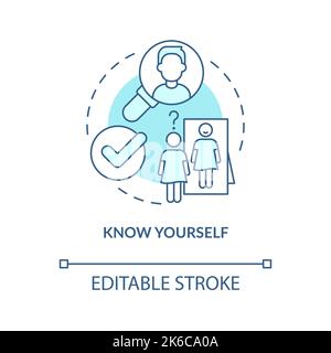 Conoscere te stesso concetto turchese icona Illustrazione Vettoriale
