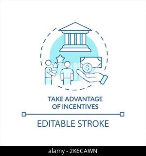 Approfitta degli incentivi icona del concetto turchese Illustrazione Vettoriale