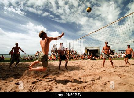 Torneo di Beach volley a Vadstena, Svezia. Foto Stock