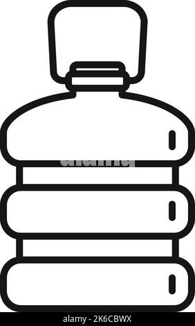 Icona flacone liquido in plastica biodegradabile vettore di contorno. Riciclo ecologico. Rifiuti oceanici Illustrazione Vettoriale