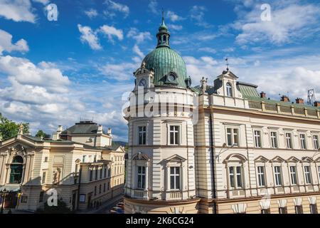 Teatr Polski - Teatro Polacco e Poczta Polska - Polish Post edificio nella città di Bielsko-Biala, nella Voivodato della Slesia, nel sud della Polonia Foto Stock