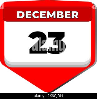 23 dicembre icona vettore giorno di calendario. 23 dicembre. Ventitreesimo giorno di dicembre. 23th numero di data. calendario di 23 giorni. Ventitré date. India Illustrazione Vettoriale