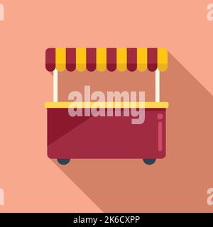 Icona Street stand vettore piatto. Stand alimentare. Carrello hot dog Illustrazione Vettoriale