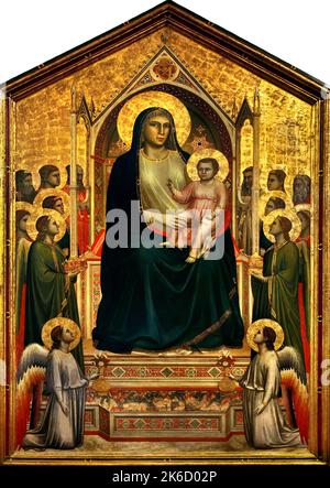 Madonna col Bambino in trono, circondata da angeli e santi (Ognissanti Maestà) Giotto (Vespignano, Vicchio di Mugello 1267 – Firenze 1337) Firenze Italia Foto Stock