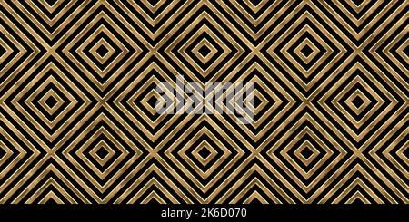 Motivo a rombo a righe geometriche senza cuciture dorate. Rilievo dorato astratto vintage su sfondo nero scuro. Elegante e moderno backdr metallizzato di lusso Foto Stock