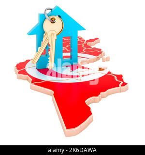 Immobiliare in Tunisia concetto. Proprietà in vendita, affitto o ipoteca. 3D rendering isolato su sfondo bianco Foto Stock