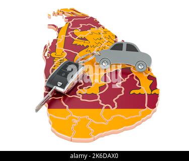 Vendita o noleggio auto in Sri Lanka Concept, 3D rendering isolato su sfondo bianco Foto Stock