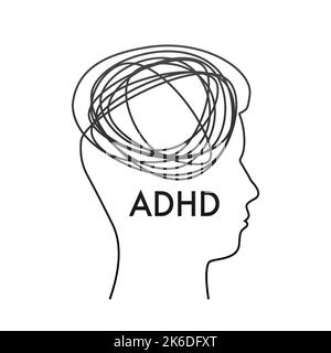 Disturbo dell'attenzione dell'ADHD. Impedisci ADHD. Illustrazione del vettore. Illustrazione Vettoriale