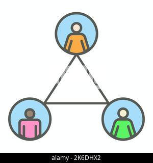 Icona con persone infette utilizzando Contact Tracing per contenere la diffusione del coronavirus. Contact Tracing Covid-19 Concept. Illustrazione Vettoriale