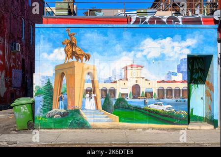 Dipinti d'arte di Duc Hoang nel ristorante Pho Hung all'angolo nord-ovest di Spadina Avenue e St La strada di Andrew Foto Stock