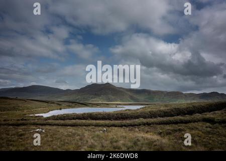 Ampio paesaggio intorno Lough Gar, contea Mayo, Ireland.tracce di taglio del prato sono visibili sulle rive del lago. Foto Stock