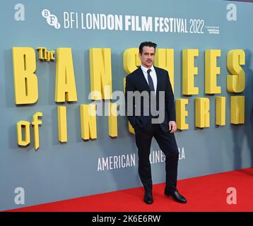 Londra, Regno Unito, 13/10/2022, Colin Farrell arriva al Banshees of Inisherin - Premiere del Regno Unito - BFI London Film Festival, il 14th ottobre 2022, Londra, Regno Unito. Foto Stock