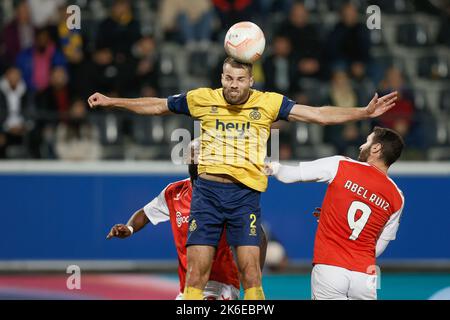 Il bart Nieuwkoop di Union è stato raffigurato in azione durante una partita tra la squadra di calcio belga Royale Union Saint-Gilloise e il club portoghese SC Braga, giovedì 13 ottobre 2022 a Heverlee, Belgio, la quarta partita su sei nella fase di gruppo del concorso UEFA Europa League. FOTO DI BELGA BRUNO FAHY Foto Stock