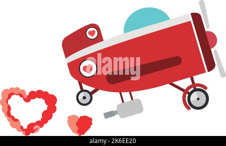 Isolato rosso aereo San Valentino icona Vector giorno Illustrazione Vettoriale