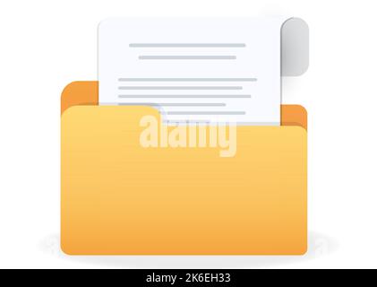 3d cartella documenti carta file tecnologia archivio oggetto con 3d icona Illustrazione Vettoriale