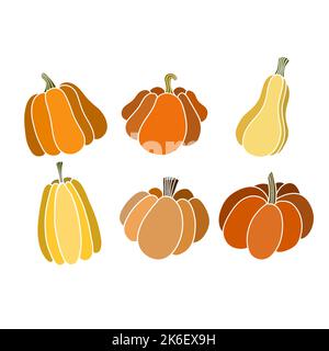 disegno in zucca senza cuciture disegnato a mano, senza sfondo Foto Stock