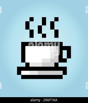 logo della tazza da caffè a 8 bit. drink per le risorse di gioco in illustrazione vettoriale. Illustrazione Vettoriale