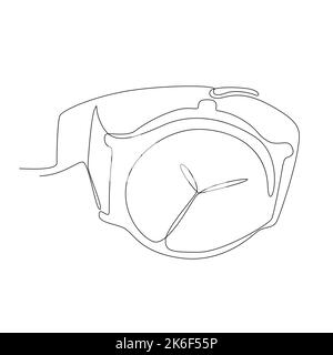 Un disegno a linea continua dell'orologio da polso. Concetto di vettore di illustrazione a linea sottile. Disegno di contorno idee creative. Illustrazione Vettoriale