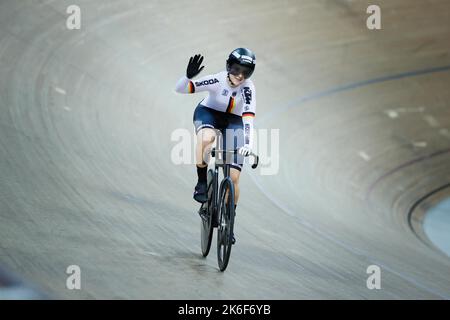 Saint-Quentin-en-Yvelines, Francia - 13 ottobre 2022 Lea Sophie Friedrich di Germania, Sprint femminile durante i Campionati del mondo Tissot UCI 2022 Track il 13 ottobre 2022 a Saint-Quentin-en-Yvelines, Francia - Photo Elyse Lopez / DPI Foto Stock