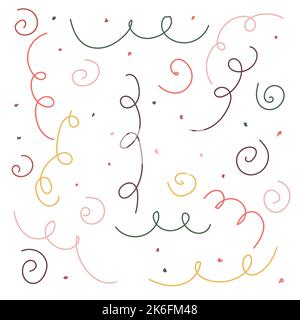 doodle di tagliatelle per bambini di diversi colori Illustrazione Vettoriale