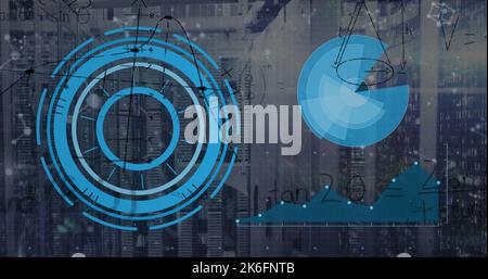 Immagine delle equazioni matematiche e dell'elaborazione dei dati nella sala server Foto Stock