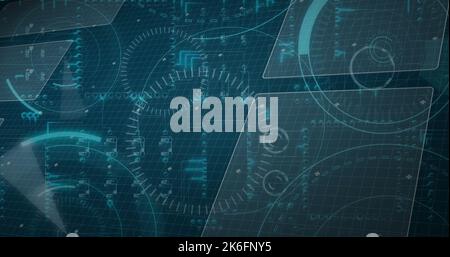 Immagine della scansione dell'oscilloscopio con testo 5g nella sala server Foto Stock