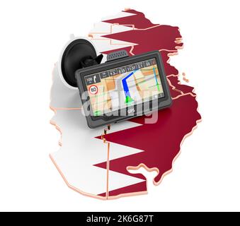 Navigazione GPS in Qatar, rendering 3D isolato su sfondo bianco Foto Stock