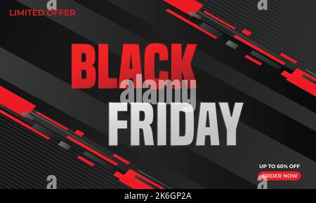 Moderno nero venerdì vendita banner astratto sfondo forma geometrica. Illustrazione Vettoriale