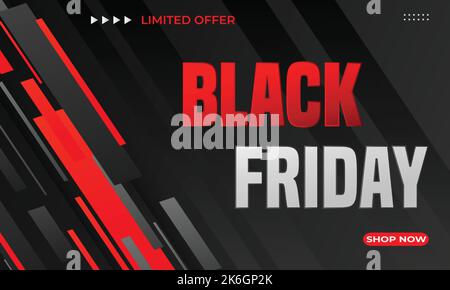 Moderno nero venerdì vendita banner astratto sfondo forma geometrica. Illustrazione Vettoriale