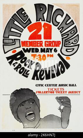 Little Richard - Rock & Roll Revival al Civic Center Music Hall (1970s). Scheda Concert Window Foto Stock